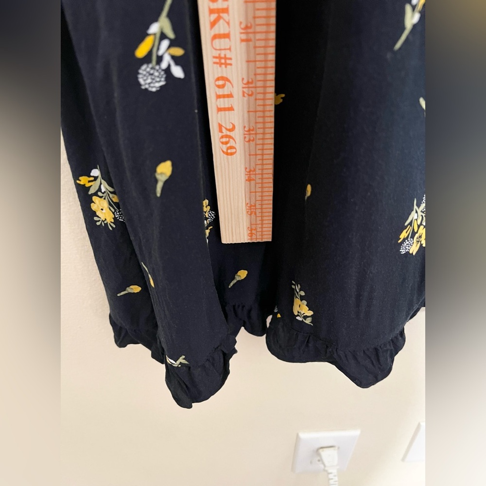 Loft 18 Dress Floral Button Down Ruffle Flutter Sleeve Navy Yellow Plus Women - Picture 11 of 11